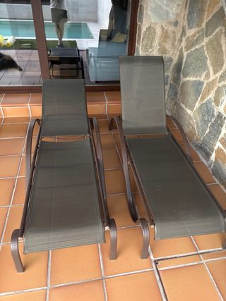 2 Tumbonas piscina - Gris/Marrón