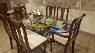 Mesa comedor + 6 sillas madera