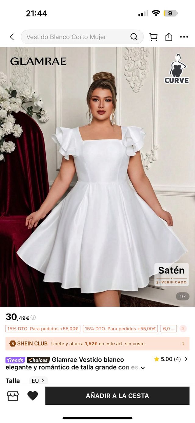 Vestido blanco de satén