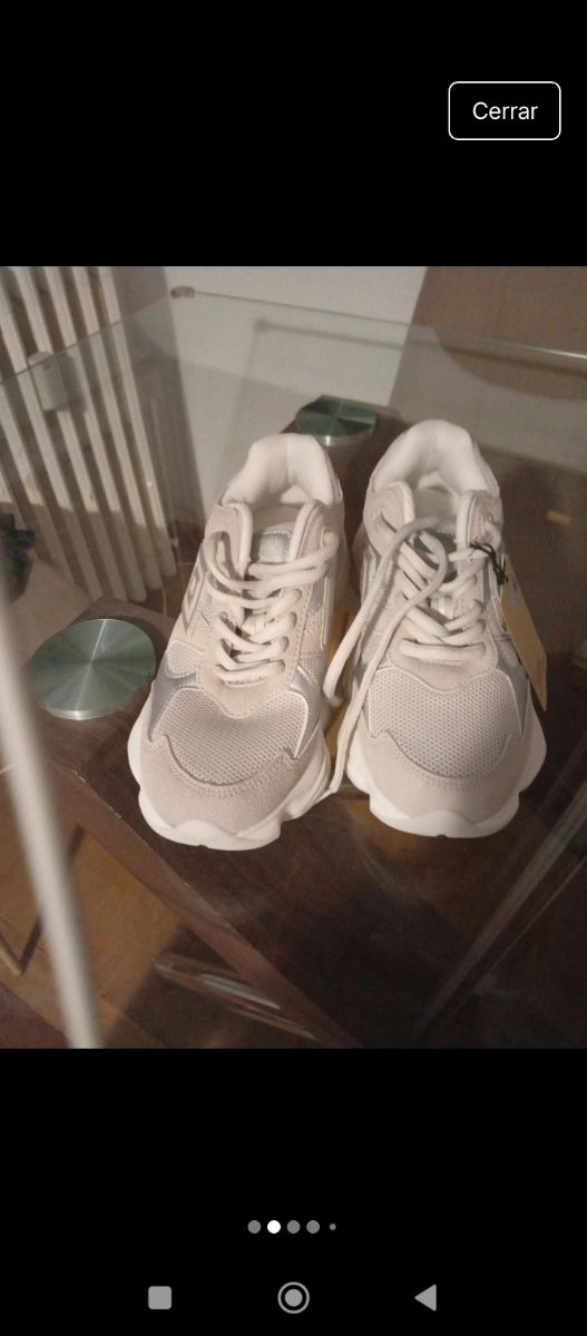 Zapatillas Lefties beige y plata