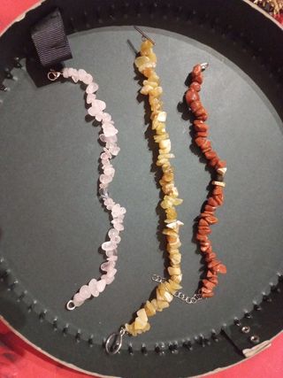 3 Braccialetti Pietre | Rosa, Rosso