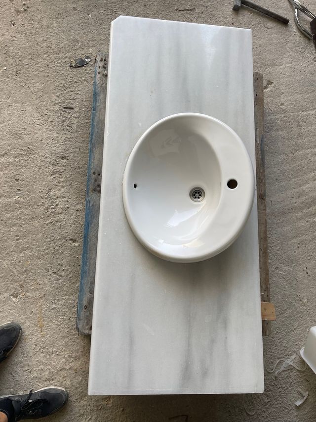 Lavabo de mármol con mueble ancho 60 x 144 largo