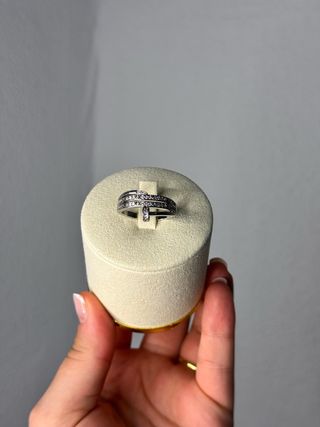 Anillo plata 3 bandas brillantes