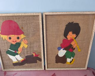 2 Cuadros antiguos infantiles