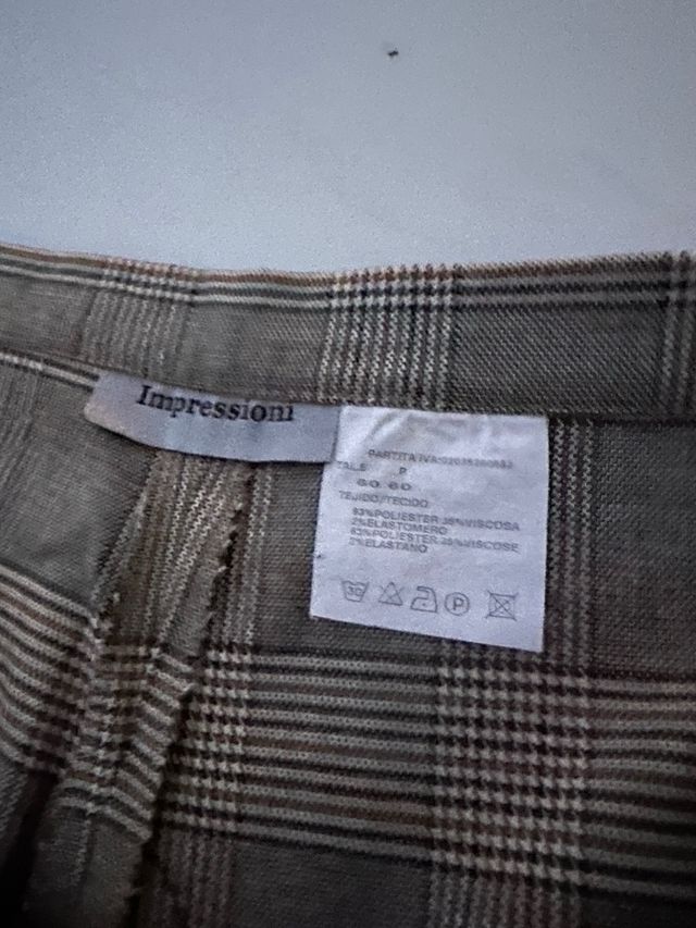 Pantalón invierno cuadros marrón beige. T 60