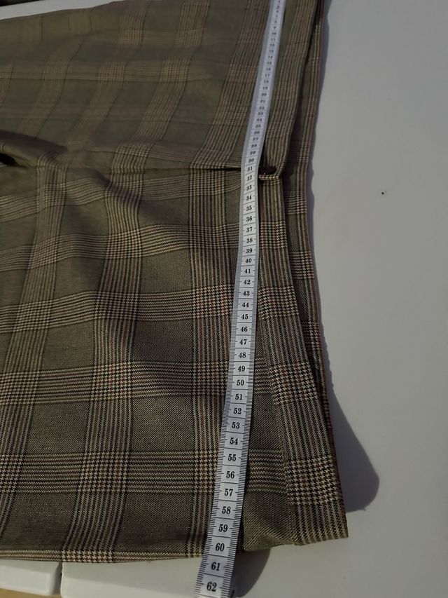 Pantalón invierno cuadros marrón beige. T 60
