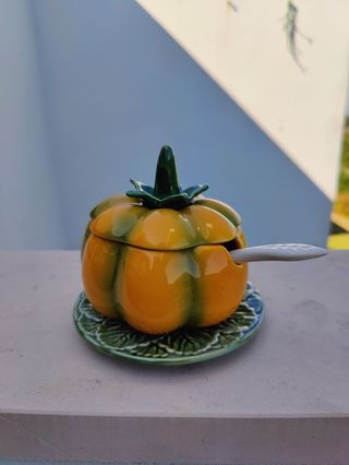Azucarero calabaza cerámica portuguesa