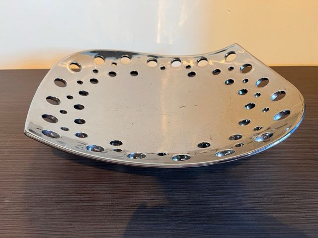 Bandeja metal plateada decorativa