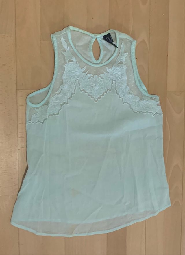 Blusa Mango sin mangas - Verde agua - T-M