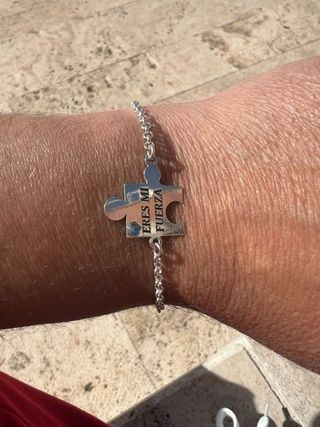 Collar y pulsera plata - Eres mi fuerza autismo 