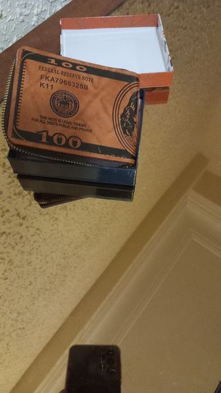 Cartera marrón billete 100$