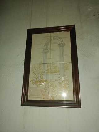 Cuadro azulejo beige y marrón