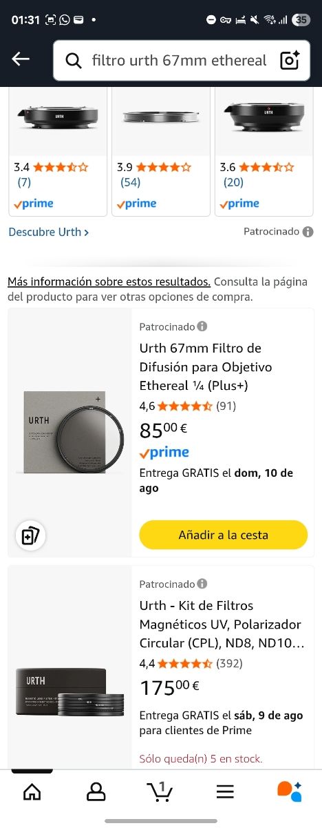 50% Filtro URTH Ethereal 1/4 67mm