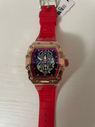 Reloj Hombre Dorado Rojo