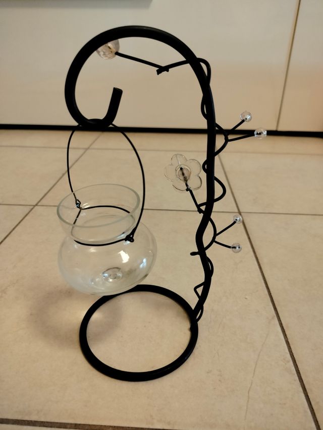 Portacandela in metallo con vetro