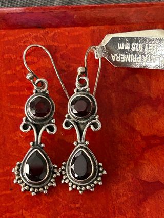 Pendientes granate plata 925