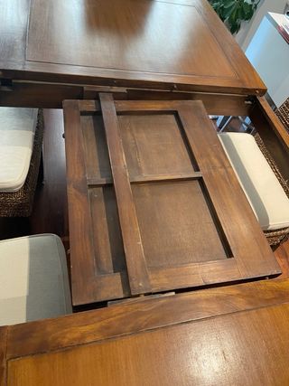 Mesa Comedor teka + 6 sillas banano y madera