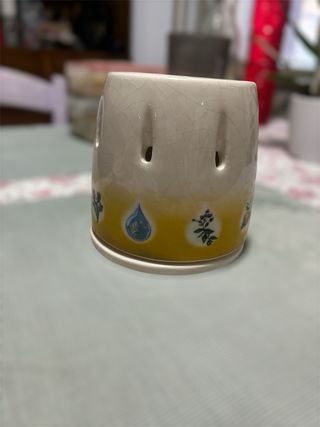 Bruciaessenze Ceramica Giallo-Bianco