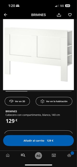 Cabecero BRIMNES blanco 140cm