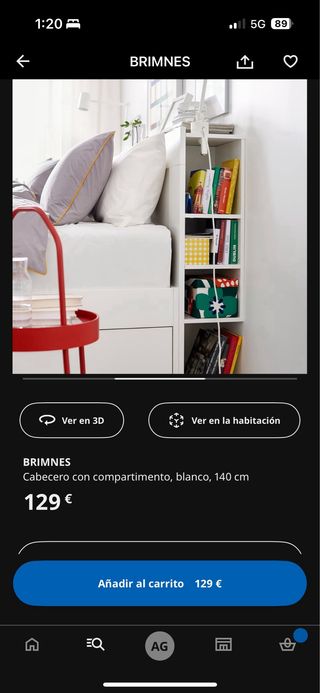 Cabecero BRIMNES blanco 140cm