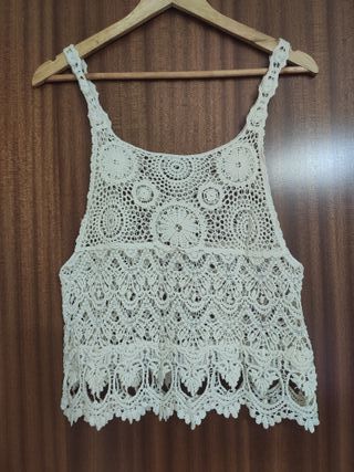 Top crochet beige - Talla única