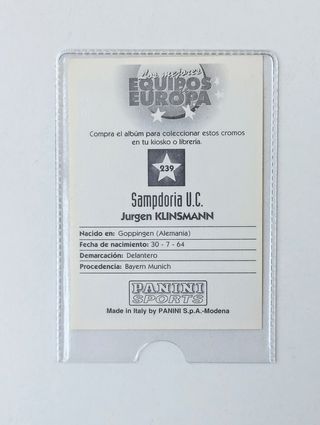 Cromo Panini - Klinsmann Sampdoria