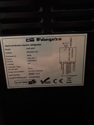 Nevera Orbegozo 40L usada