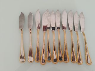 10 coltelli da spalmare dorati