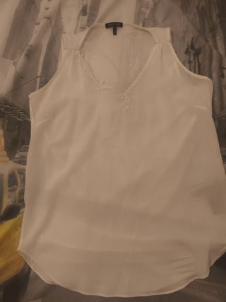 Blusa Massimo Dutti blanca sin mangas