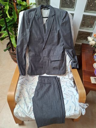 Traje Gris Hombre - Pinstripe