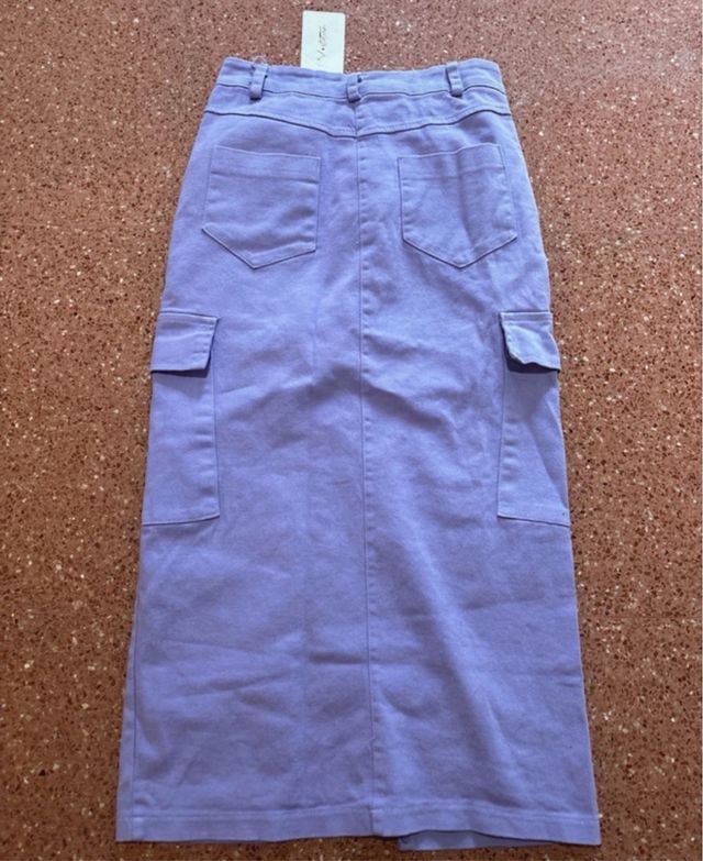 Falda vaquera larga azul morada
