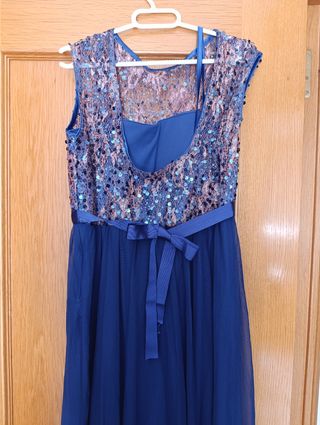 Vestido fiesta azul eléctrico noche