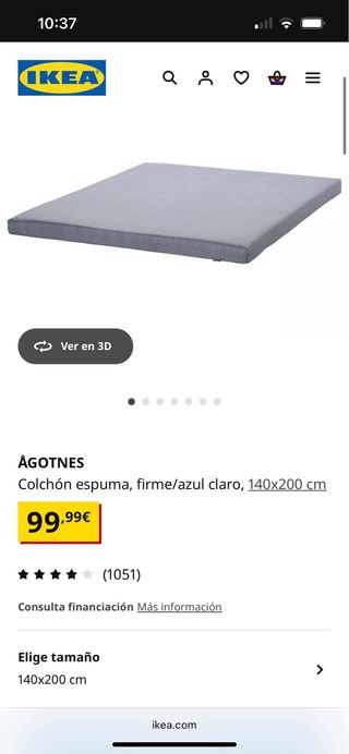 Colchón Agotnes IKEA 140x200cm