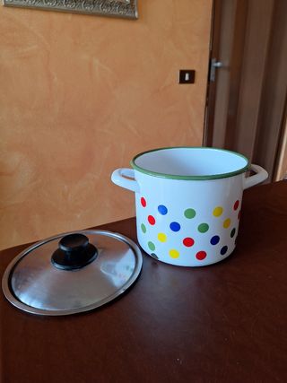 Pentola vintage a pois | Ceramica e coperchio