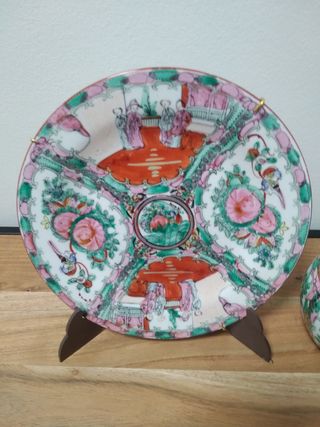 Plato & jarrón Chino antiguo