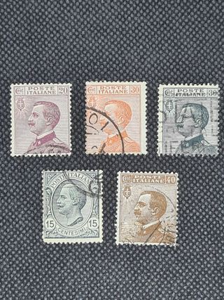 5 Francobolli Italia: Vittorio Emanuele III