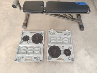 Banco Abdominales Plegable con juego de pesas