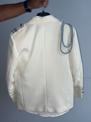 Traje comunión niño blanco plata