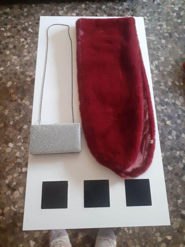 Bolso y fular fiesta - Rojo y Plata