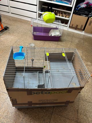 2 jaulas conejos+transportín