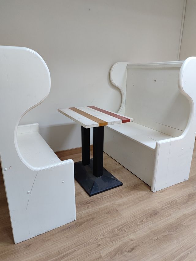 Bancos madera blancos estilo vintage