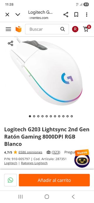 Logitech G203 Lightsync Ratón Gaming