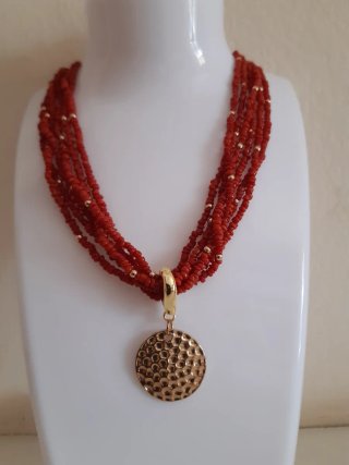 Collana corallo rosso con  pendente