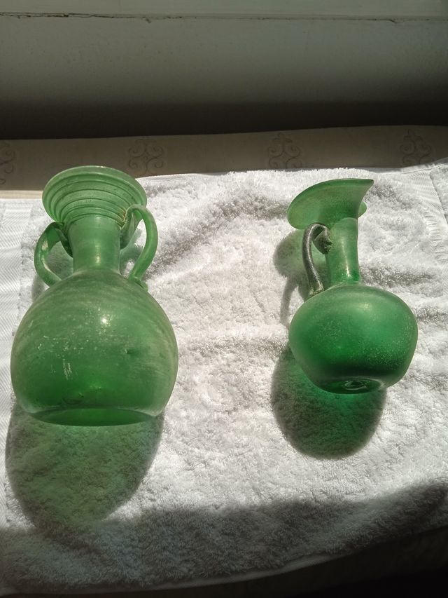Jarrones verdes de vidrio - Decoración
