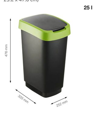 Papelera reciclaje negra y verde 25 l