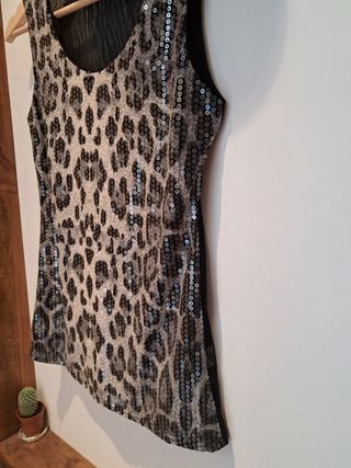 Top corto leopardo brillante