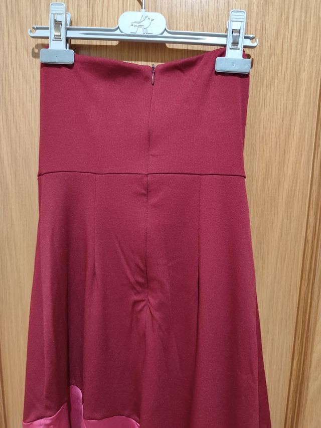 Vestido fiesta largo rojo-rosa talla S.