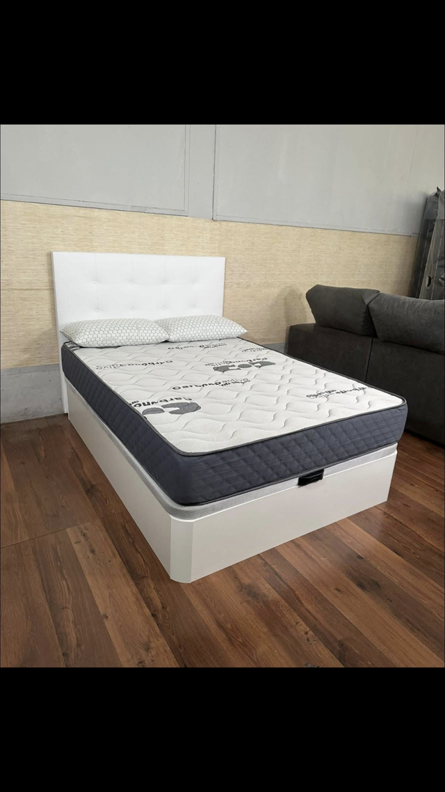 Cama matrimonio madera - cabecero piel NUEVOS