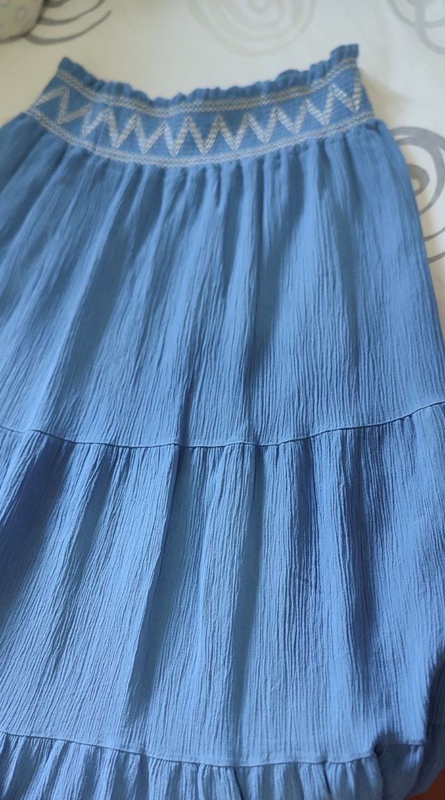 Falda larga azul boho
