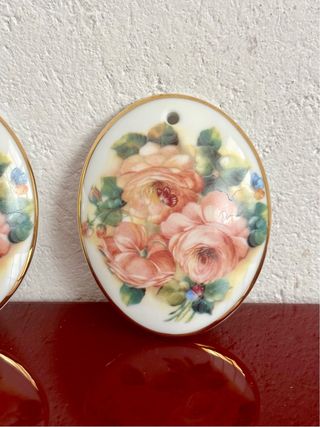 2 Decorazioni Porcellana Francese Limoges Oro 22k